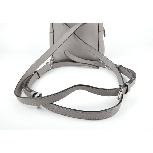 Michael Kors Abbey Gray Silver Perforated Leather Mini Backpack - Picture 5 of 16